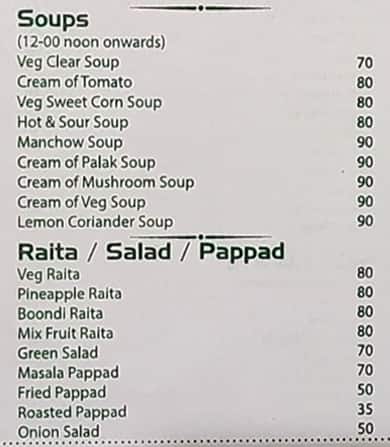 MANNAR'S menu