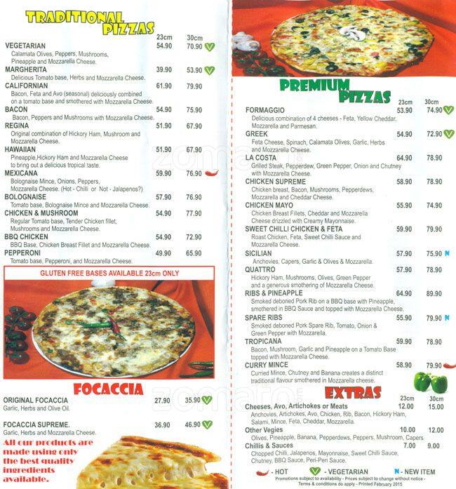 About Time Pizza Cafe menu, Menu restauracji About Time Pizza Cafe