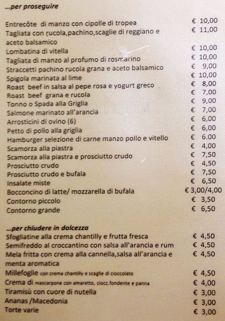 Menu di Caffè Fontana 