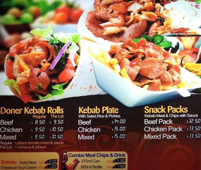 King of Kebabs Menu, Menu for King of Kebabs, Lane Cove, Sydney