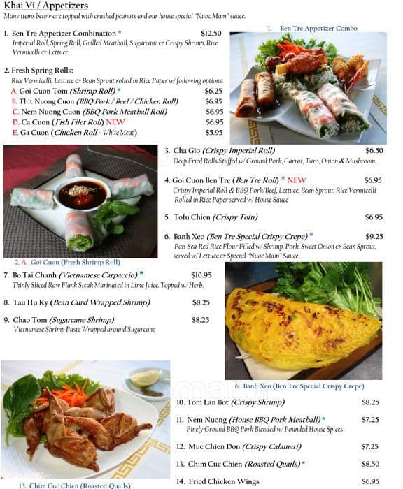 Ben Tre Menu, Menu for Ben Tre, Millbrae, Millbrae Urbanspoon/Zomato