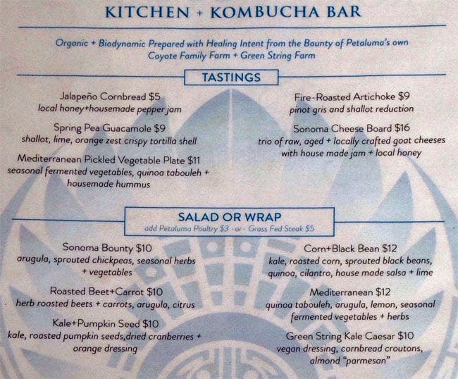 native bar and kitchen menu