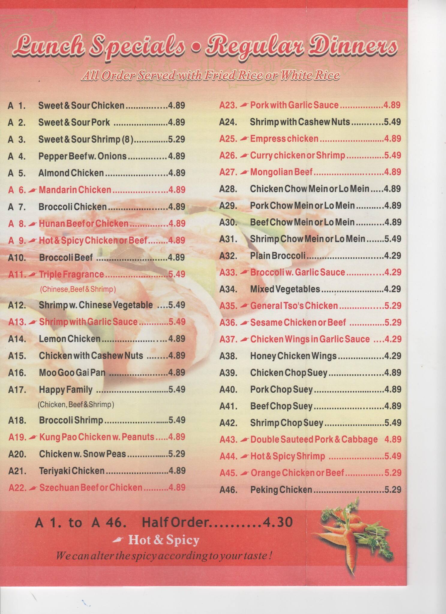 Menu at Lin Cuisine restaurant, Sand Springs