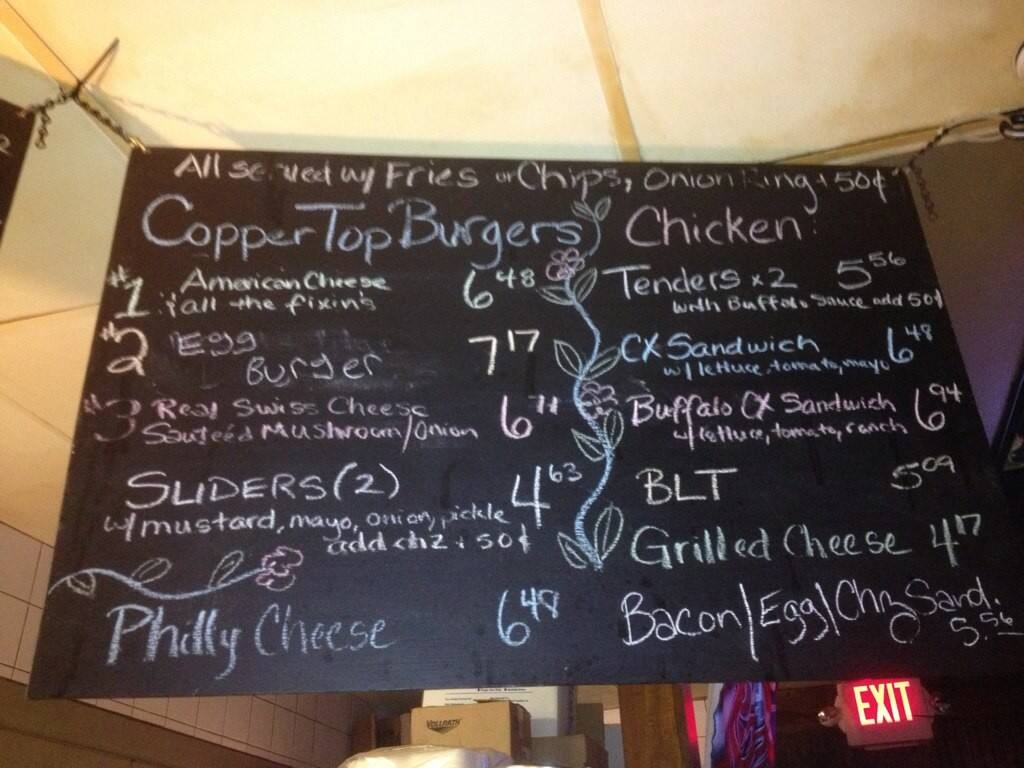 Menu At Copper Top Bar And Grill Huntsville 8215