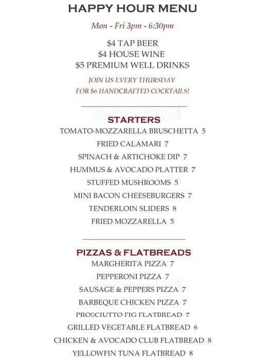 Menu at Pinstripes restaurant, Northbrook, Willow Rd