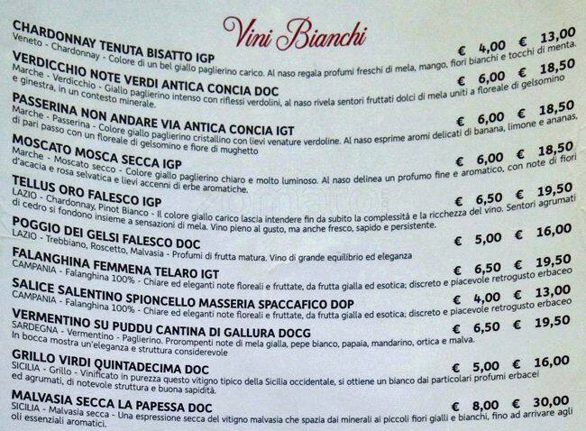 Menu di Birreria Moretti 
