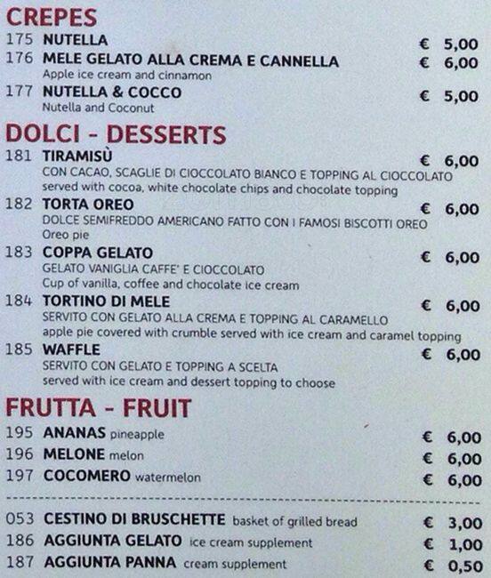 Menu di Birreria Moretti 