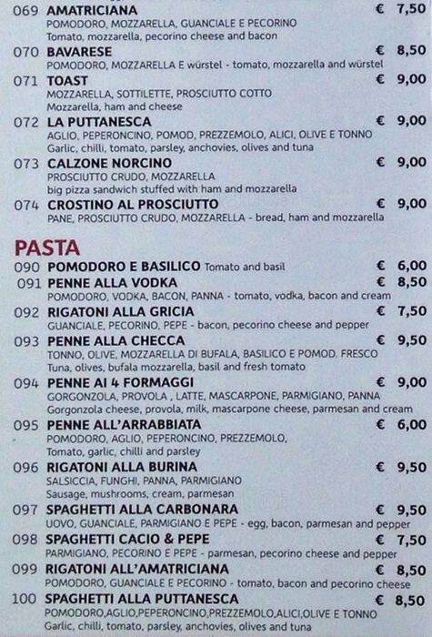 Menu di Birreria Moretti 