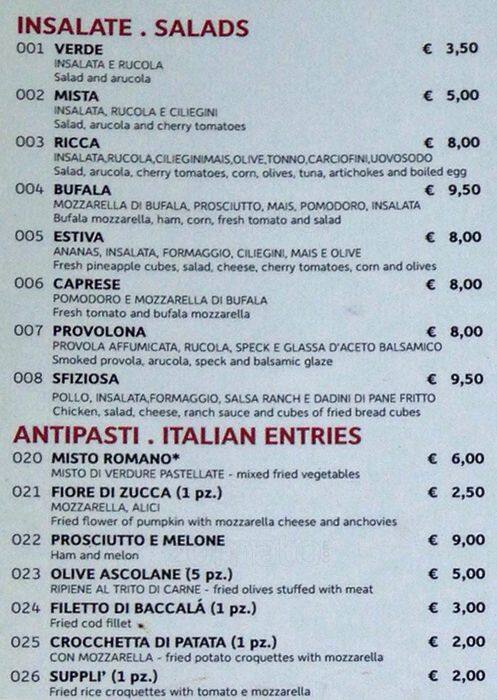 Menu di Birreria Moretti 