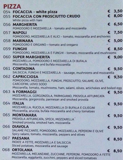 Menu di Birreria Moretti 
