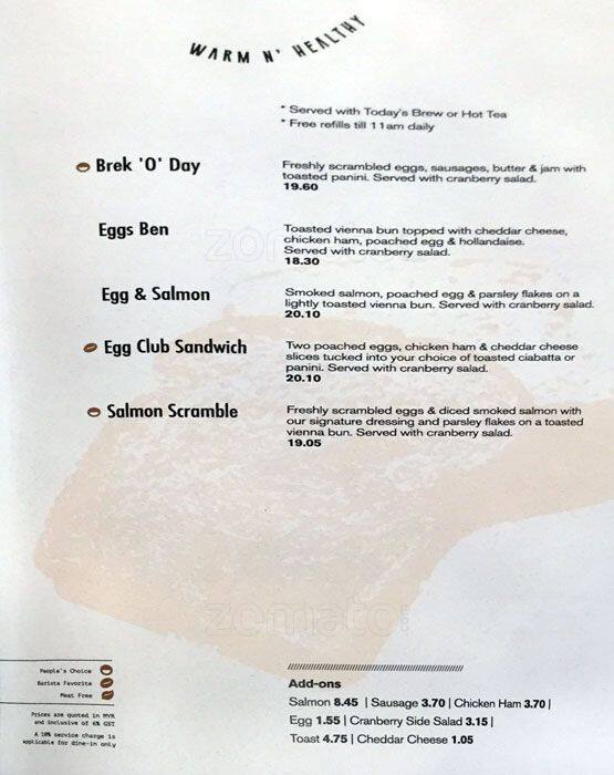 The Coffee Bean & Tea Leaf Menu Zomato Malaysia