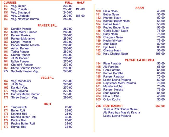 Balaji Dhaba Exclusive menu
