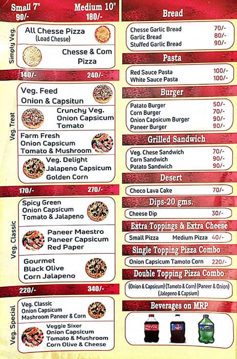 Menu of Indian Pizza, Raj Nagar Extension, Ghaziabad