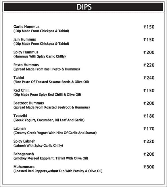 Falafel Lovers menu