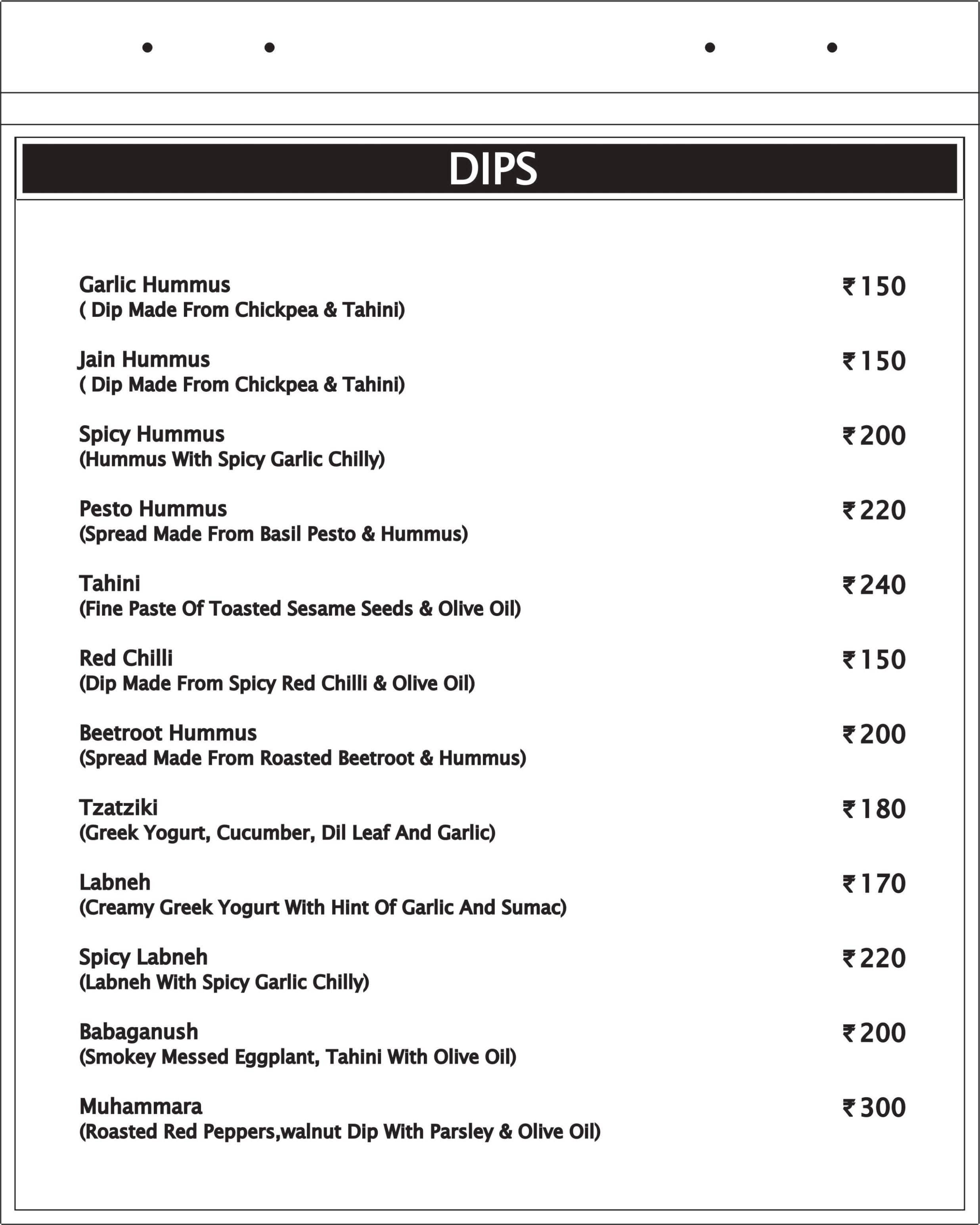 Falafel Lovers menu