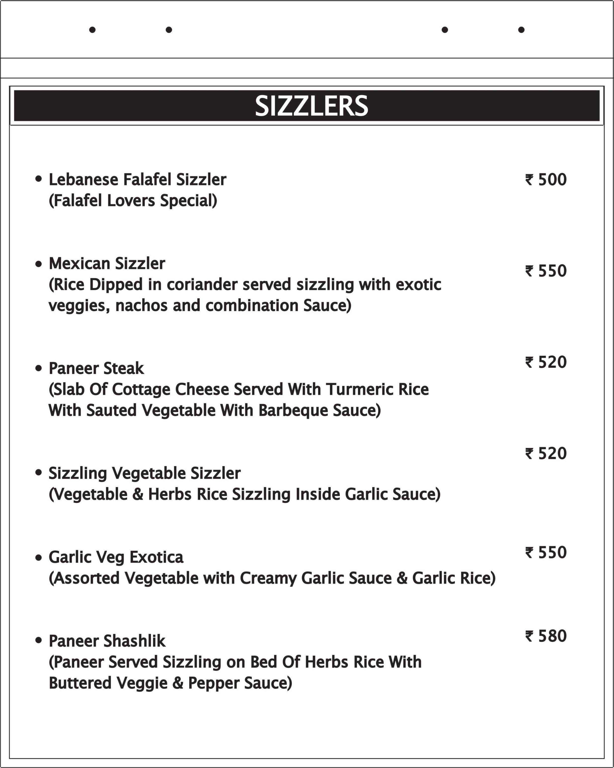 Falafel Lovers menu