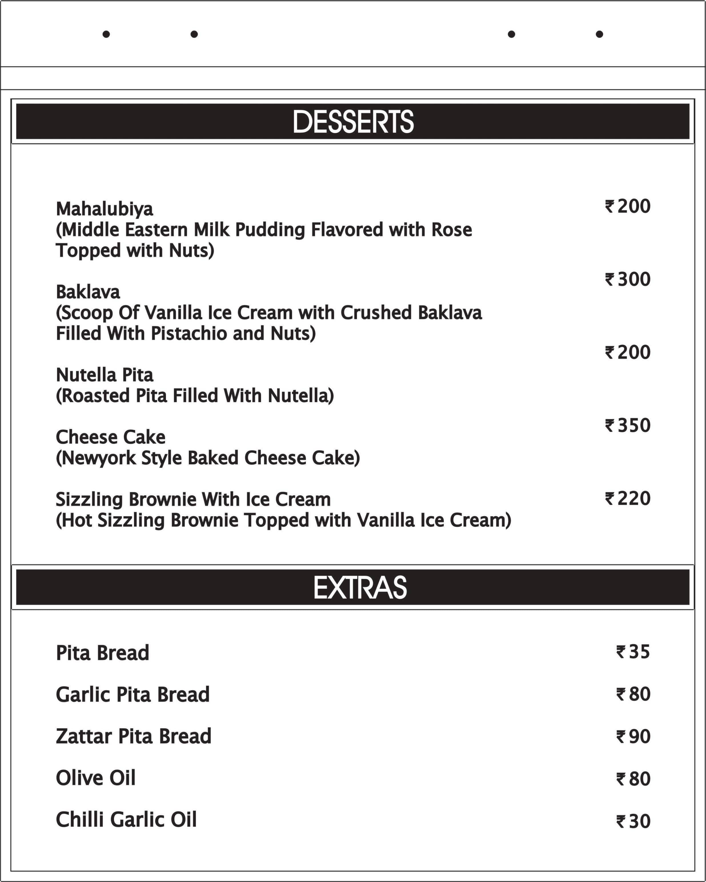 Falafel Lovers menu