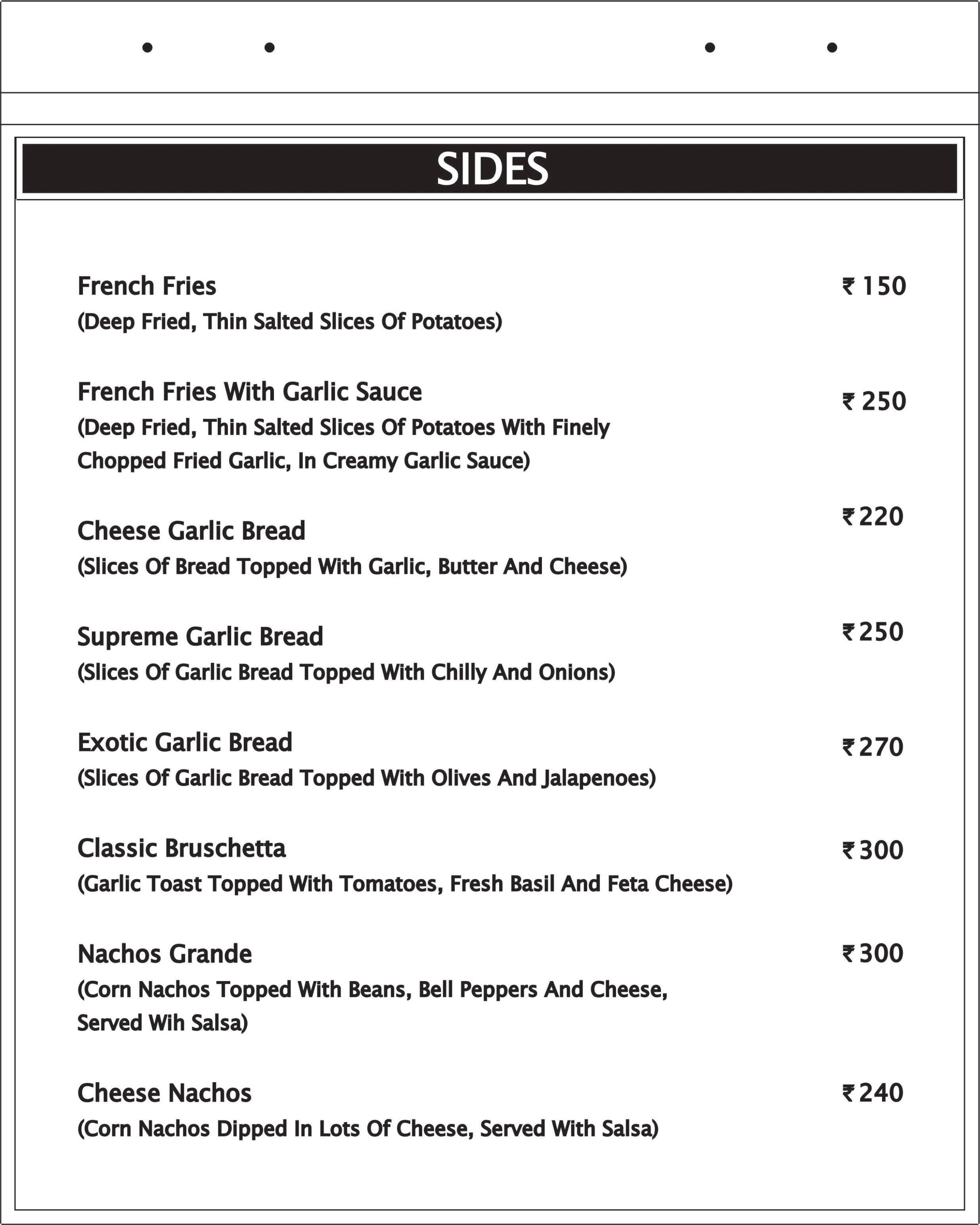 Falafel Lovers menu