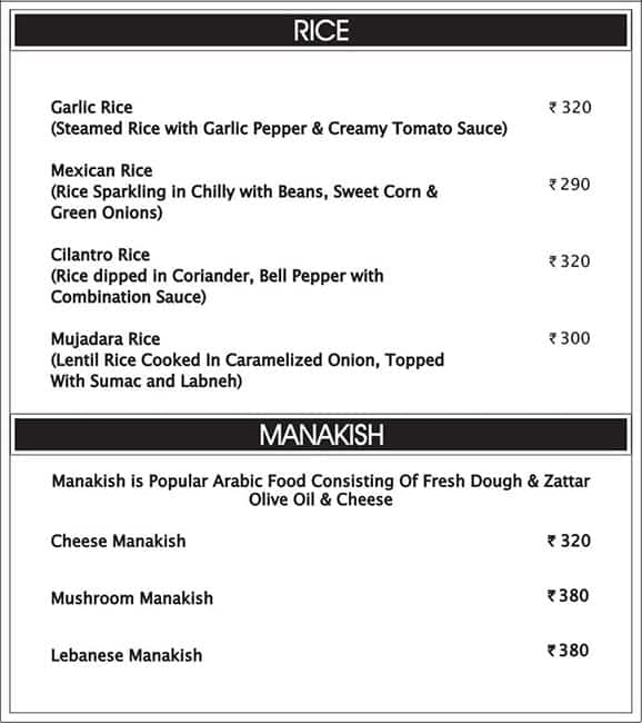 Falafel Lovers menu