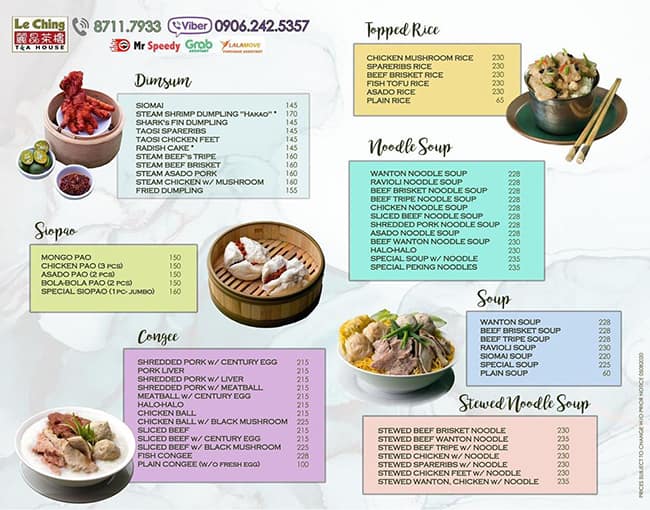 Le Ching Tea House Menu Menu For Le Ching Tea House Greenhills San Juan City