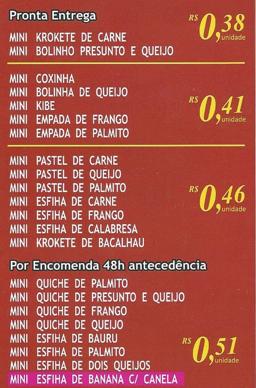 Kroke Santana cardápio