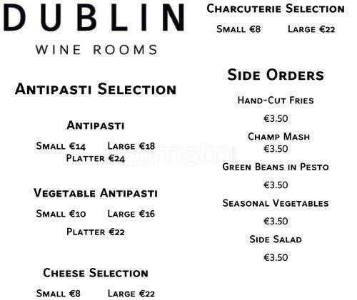 Dublin Wine Rooms Menu Menu For Dublin Wine Rooms Ifsc