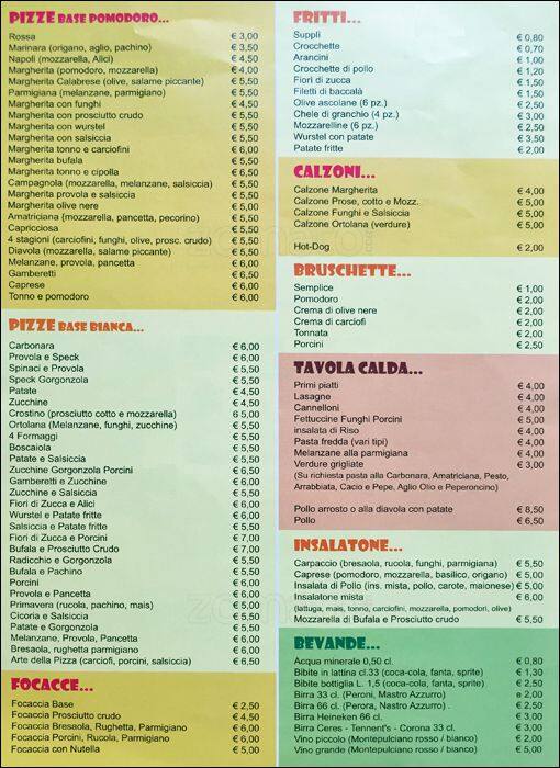 Menu di L’arte Della Pizza 