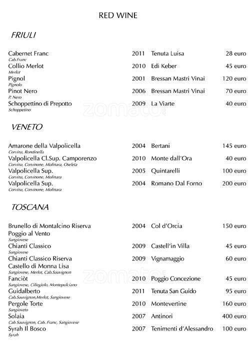 Menu di Hotel Majestic 