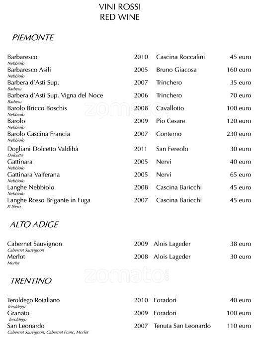 Menu di Hotel Majestic 