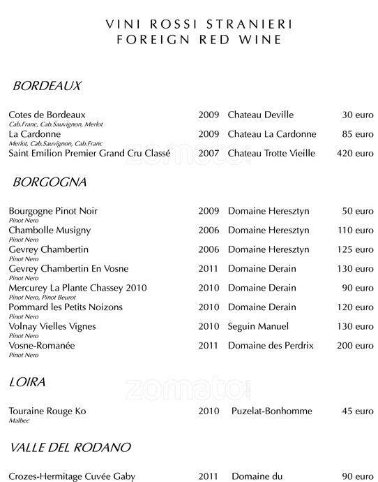 Menu di Hotel Majestic 