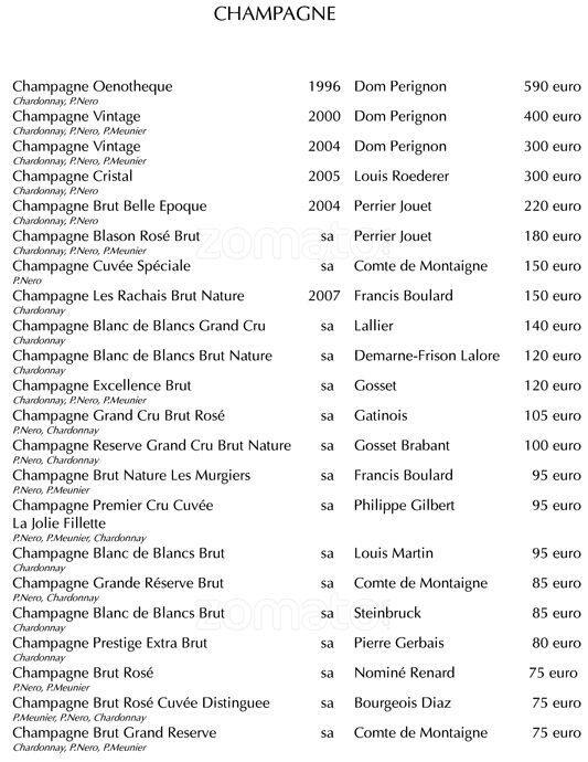 Menu di Hotel Majestic 
