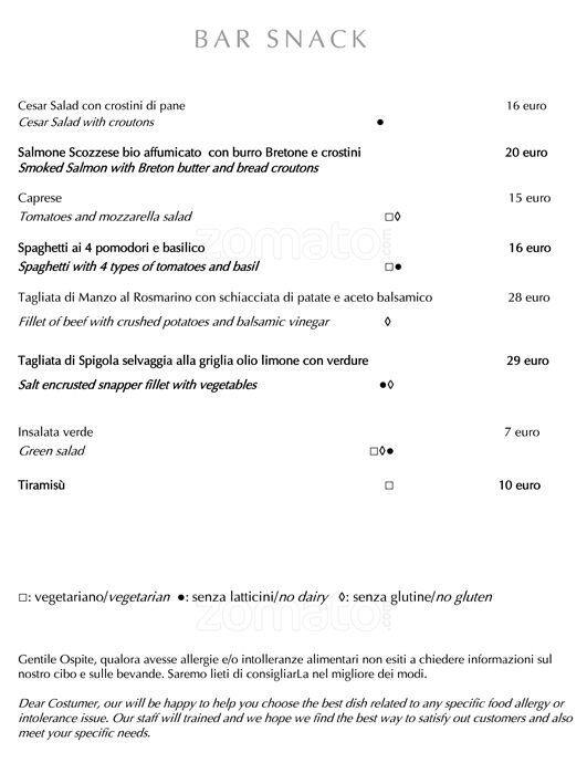 Menu di Hotel Majestic 