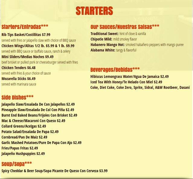 Menu at Elgin BBQ Pit, Elgin, 970 Dundee Ave