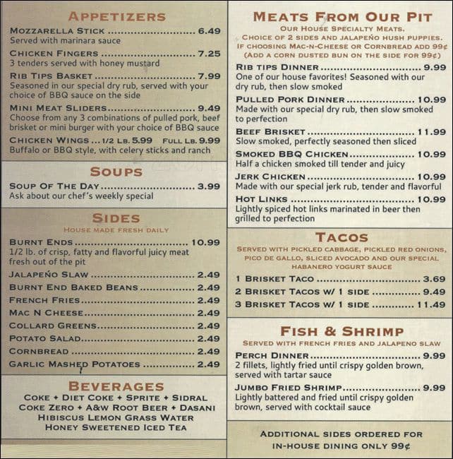 Elgin BBQ Pit Menu, Menu for Elgin BBQ Pit, Elgin, Chicago Urbanspoon