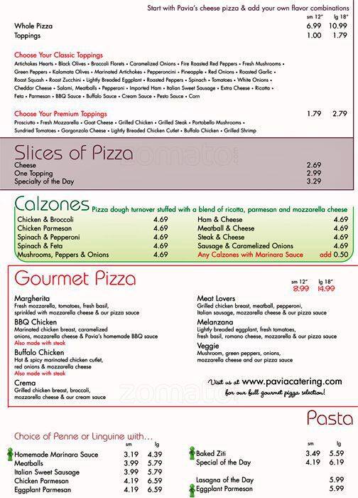 Carta de Pavia Catering