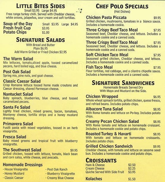 Post Oak Grill Menu, Menu for Post Oak Grill, Galleria, Houston ...