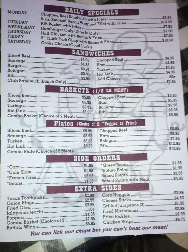 the smoke pit menu