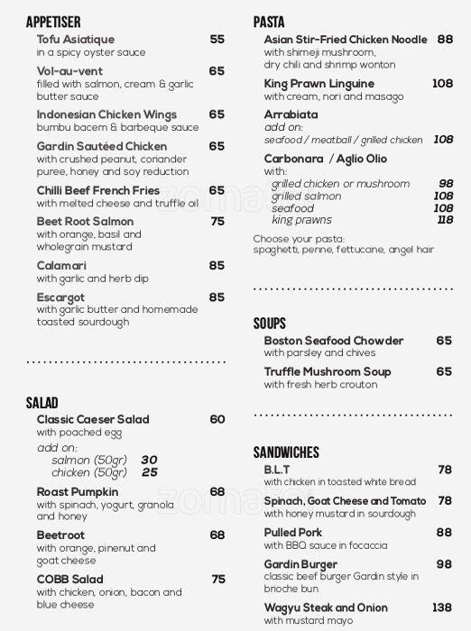 Gardin Menu, Menu for Gardin, Seminyak, Bali - Zomato Indonesia