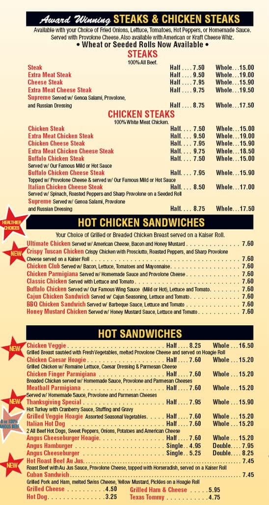 Lee's Hoagie House Menu, Menu for Lee's Hoagie House, Warminster, Bucks