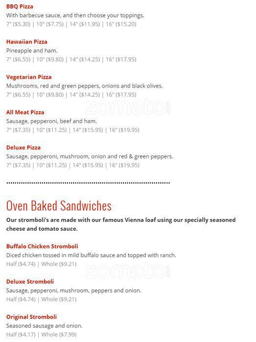 Menu at Pizza King pizzeria, Evansville, S Weinbach Ave