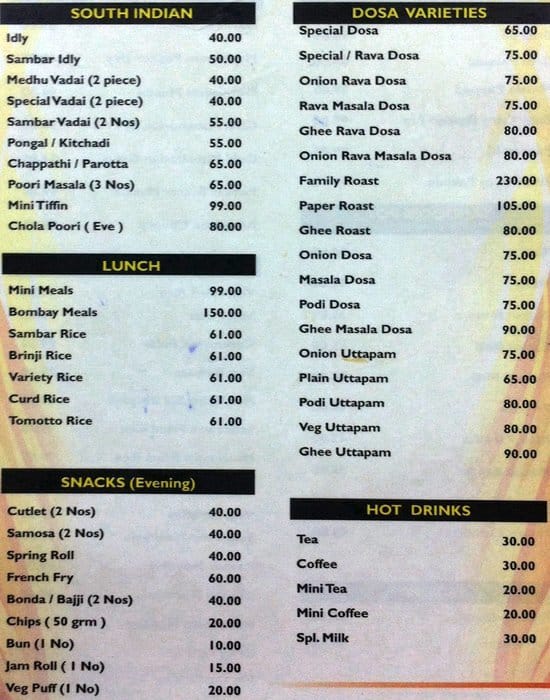 Hot Chips Veg Restaurant menu