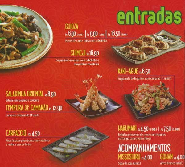 Gendai - Restaurante Japonês cardápio