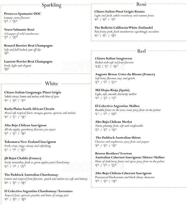 Duttons menu
