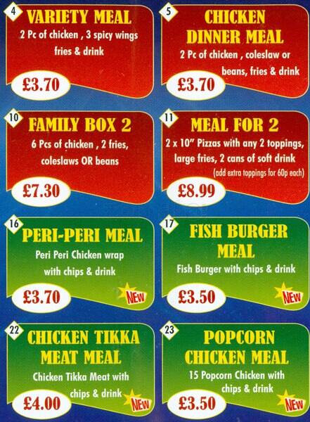 Peter Pan's Pizzas menu