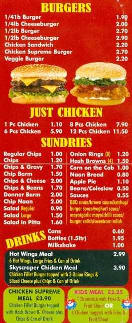 Peter Pan's Pizzas menu