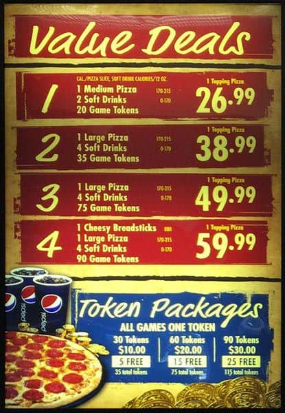 Chuck E Cheese S Menu