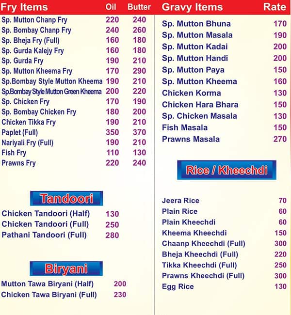 ZK Fry Centre menu
