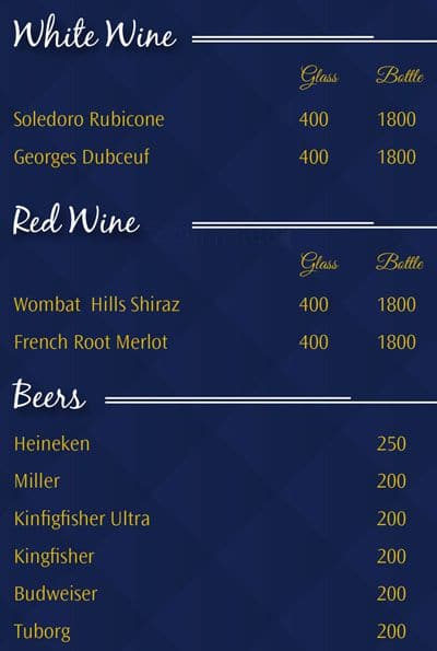 Waters Beach Lounge & Grill menu