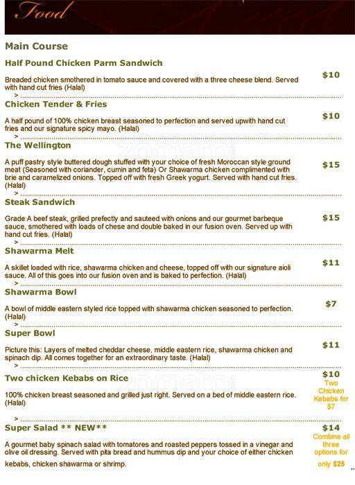 Sheesha Lounge & Coffee House Menu - Urbanspoon/Zomato