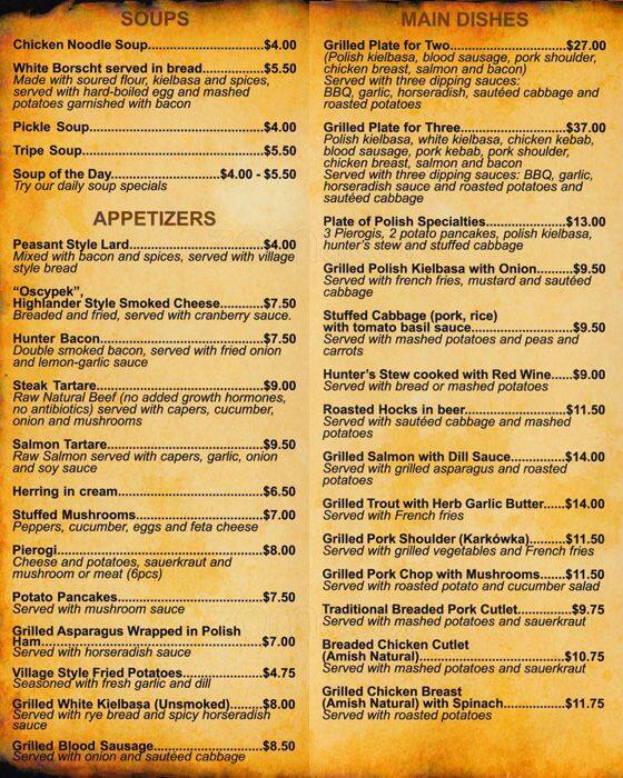 Karczma Polish Restaurant Menu Urbanspoon/Zomato